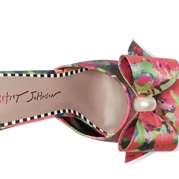 Betsey Johnson Floral Bow Mules - Pink and Green - Picture 2 of 6